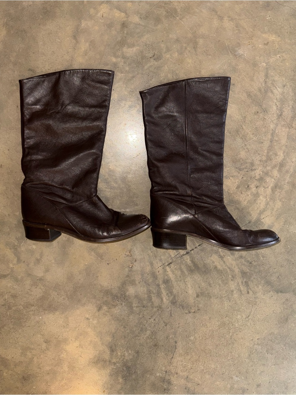 Women’s Mid-Calf Brown Leather Heeled Boots